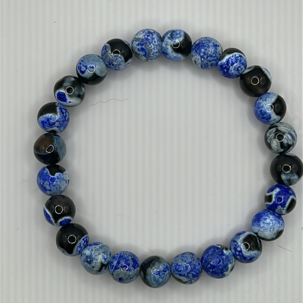 NWOT Blue Fire Agate 8mm Bracelet - Picture 6 of 7